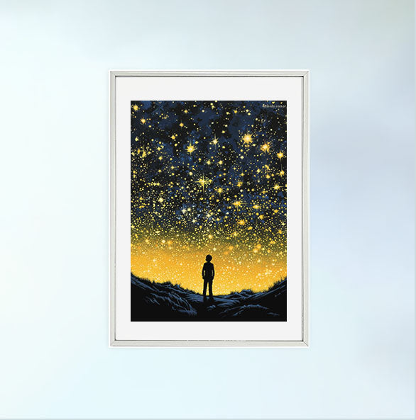 プラネタリウムのアートポスター銀フレームあり