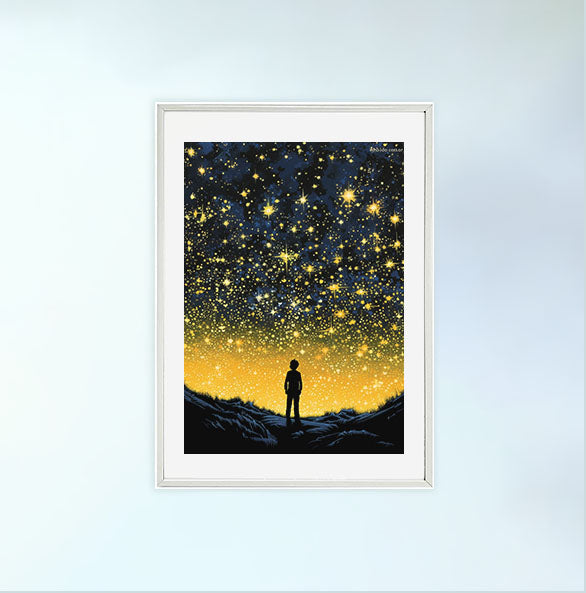 プラネタリウムのアートポスター白フレームあり