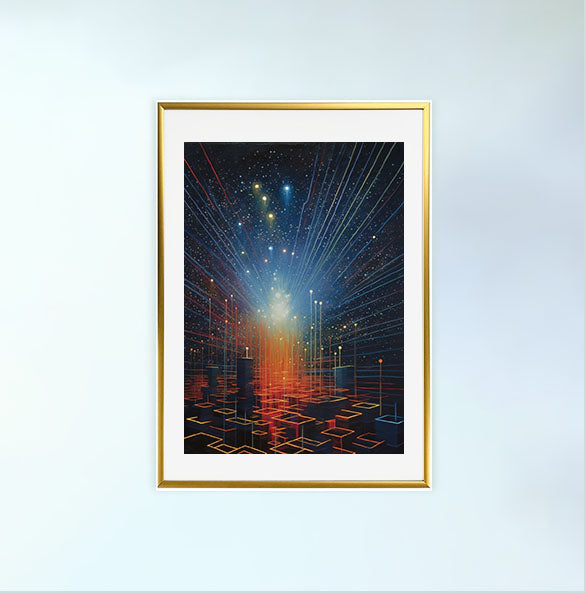 プラネタリウムのアートポスター金フレームあり