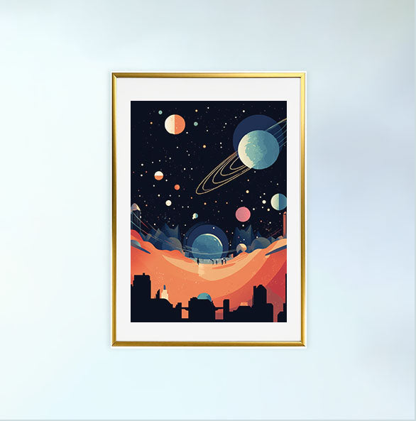 プラネタリウムのアートポスター金フレームあり