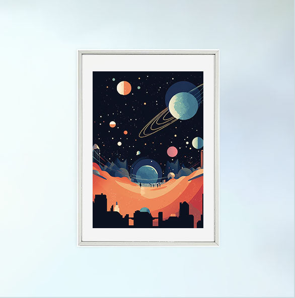 プラネタリウムのアートポスター銀フレームあり
