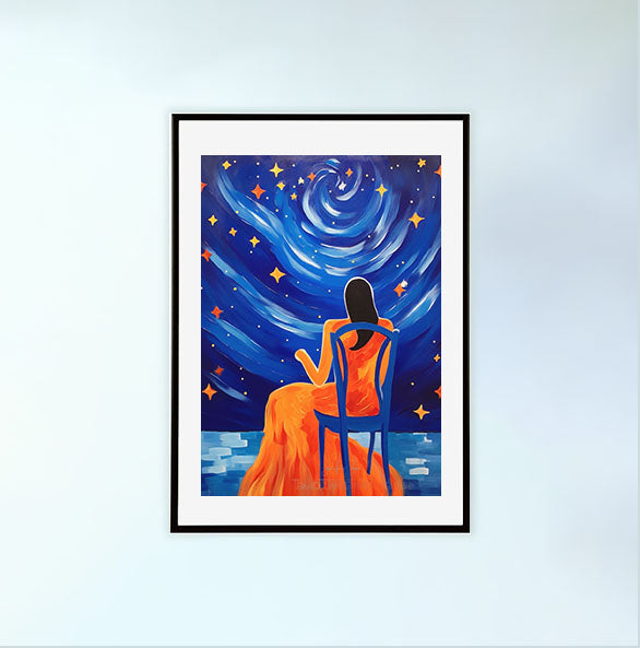 プラネタリウムのアートポスター黒フレームあり