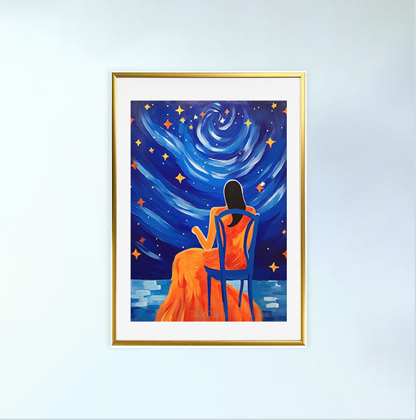 プラネタリウムのアートポスター金フレームあり