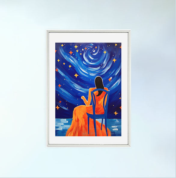 プラネタリウムのアートポスター銀フレームあり