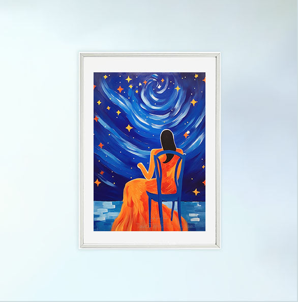 プラネタリウムのアートポスター白フレームあり