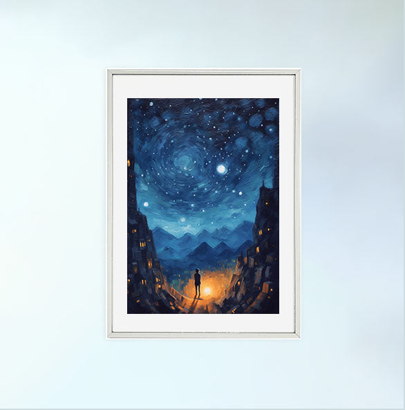 プラネタリウムのアートポスター銀フレームあり
