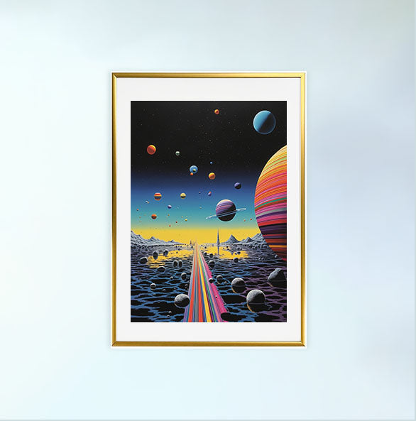プラネタリウムのアートポスター金フレームあり
