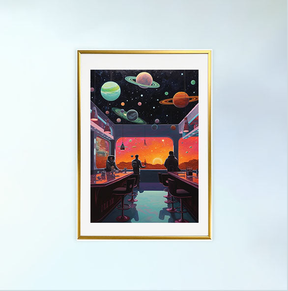 プラネタリウムのアートポスター金フレームあり