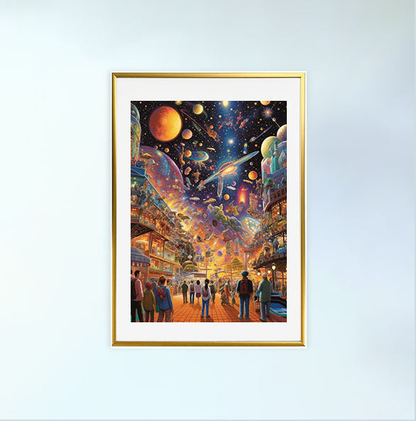 プラネタリウムのアートポスター金フレームあり