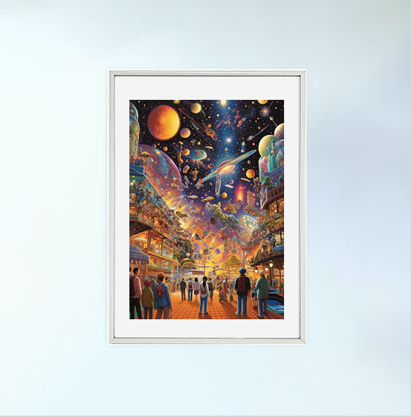 プラネタリウムのアートポスター銀フレームあり