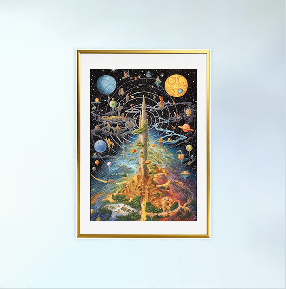 プラネタリウムのアートポスター金フレームあり