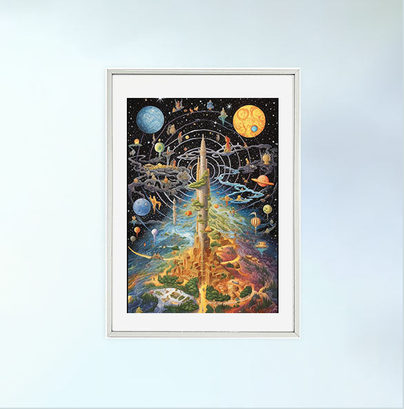 プラネタリウムのアートポスター銀フレームあり