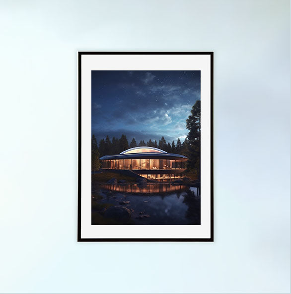 プラネタリウムのアートポスター黒フレームあり