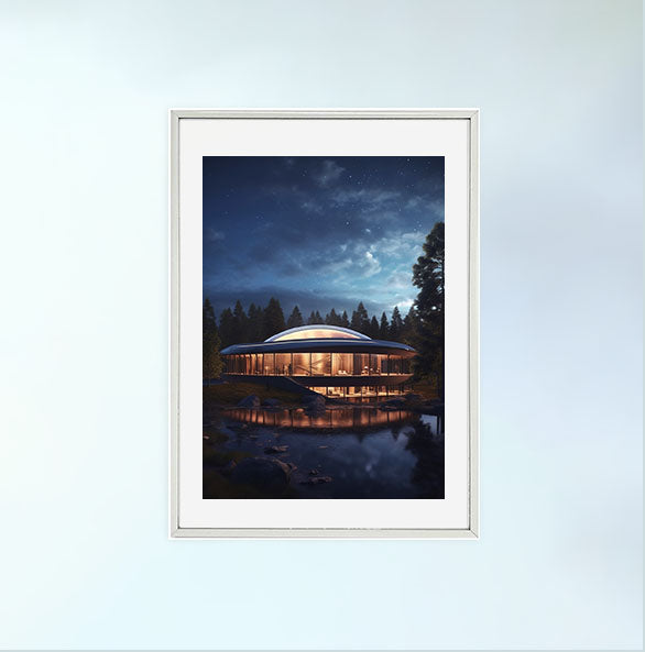 プラネタリウムのアートポスター銀フレームあり