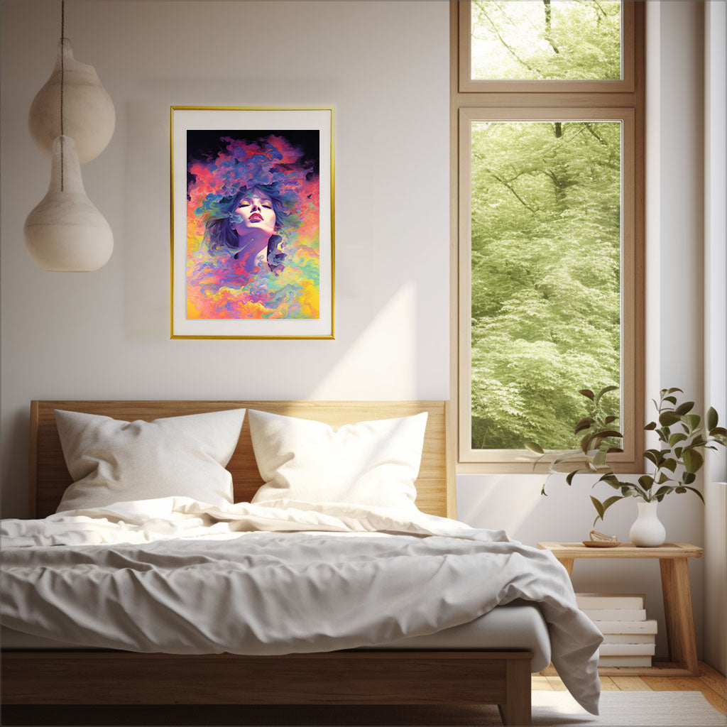 サイケデリックのアートポスター寝室配置イメージ