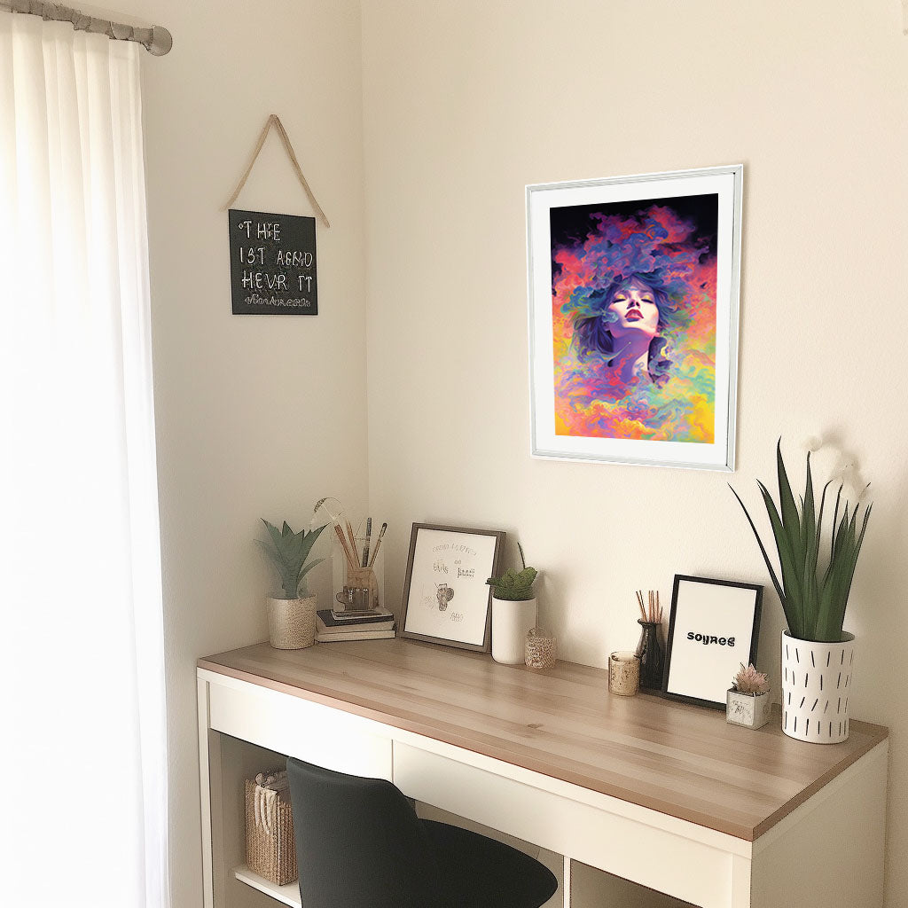 サイケデリックのアートポスター机配置イメージ