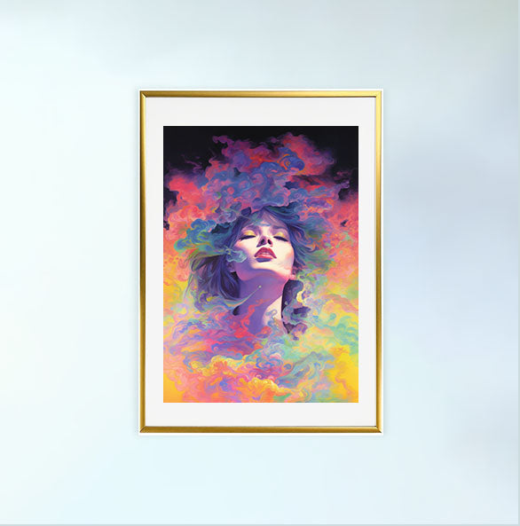 サイケデリックのアートポスター金フレームあり