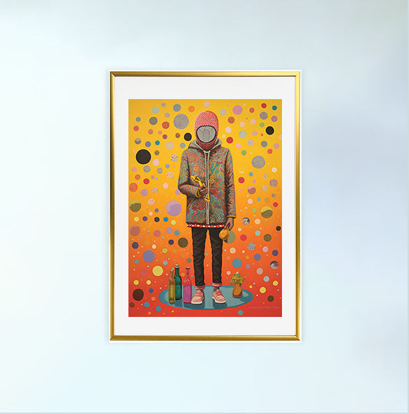 サイケデリックのアートポスター金フレームあり