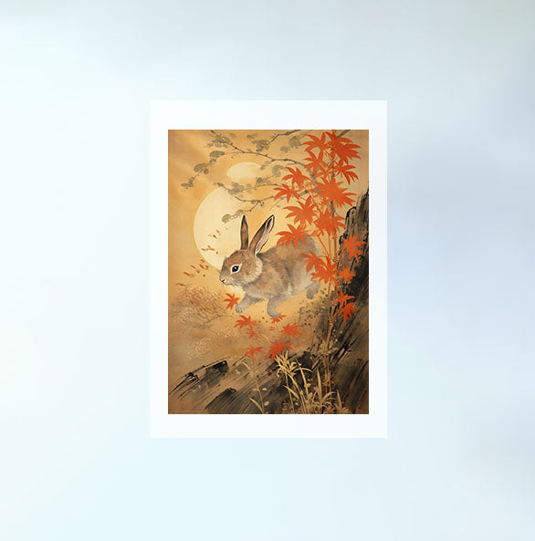 ウサギのアートポスター原画のみ設置イメージ