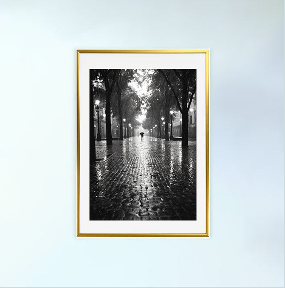 雨のアートポスター金フレームあり