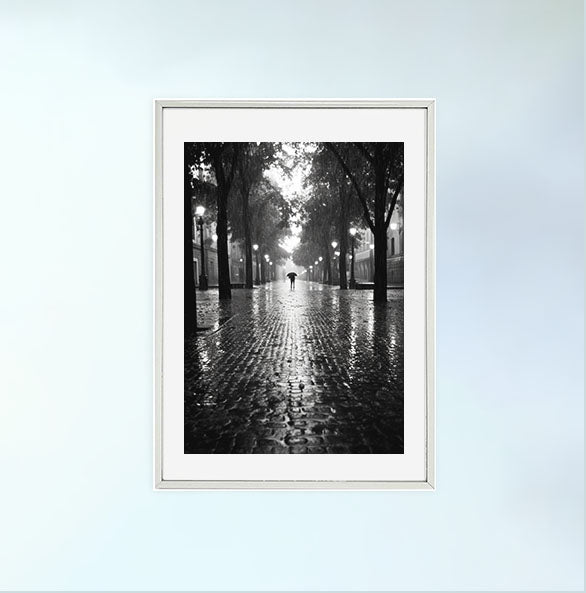 雨のアートポスター銀フレームあり
