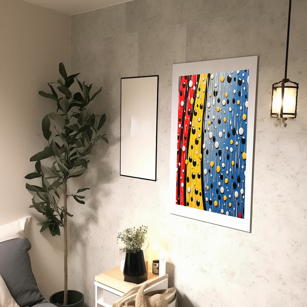 雨のアートポスター廊下配置イメージ