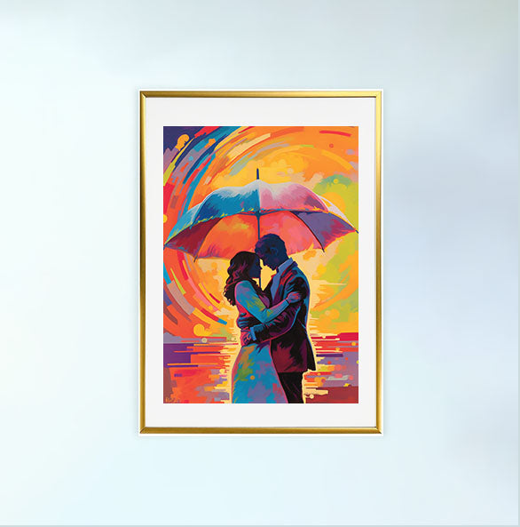 雨のアートポスター金フレームあり