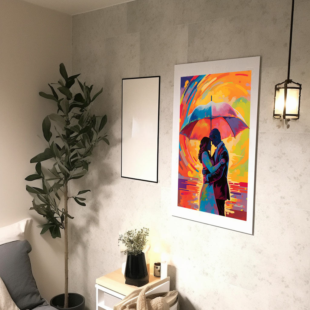 雨のアートポスター廊下配置イメージ