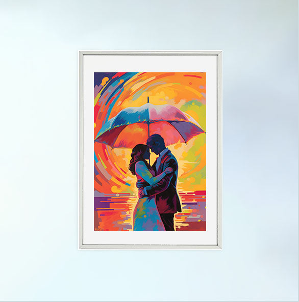 雨のアートポスター銀フレームあり