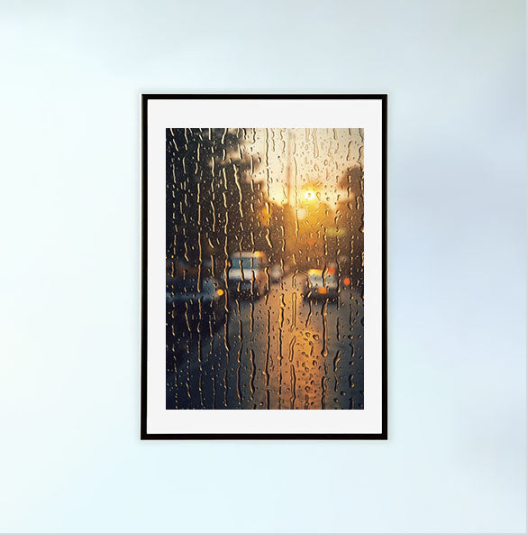 雨のアートポスター黒フレームあり