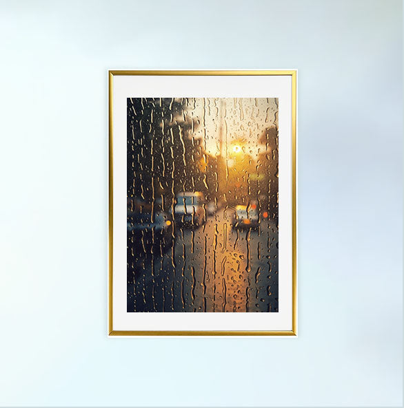 雨のアートポスター金フレームあり