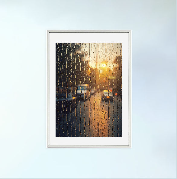 雨のアートポスター銀フレームあり