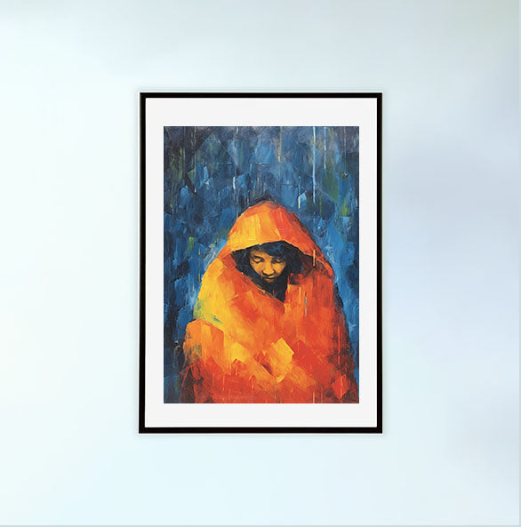 雨のアートポスター黒フレームあり