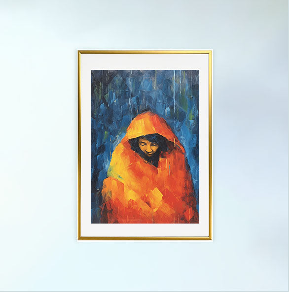 雨のアートポスター金フレームあり