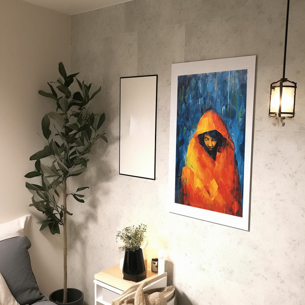 雨のアートポスター廊下配置イメージ