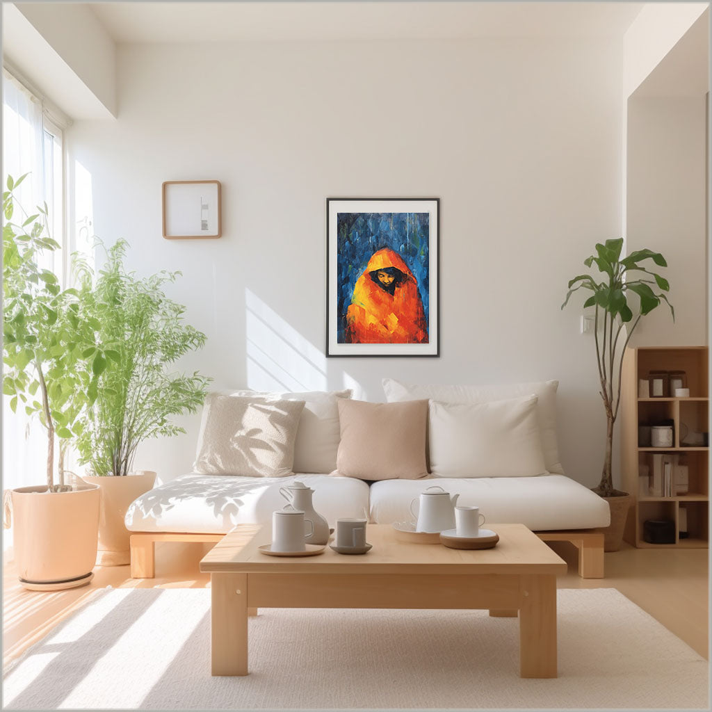 雨のアートポスターリビング配置イメージ