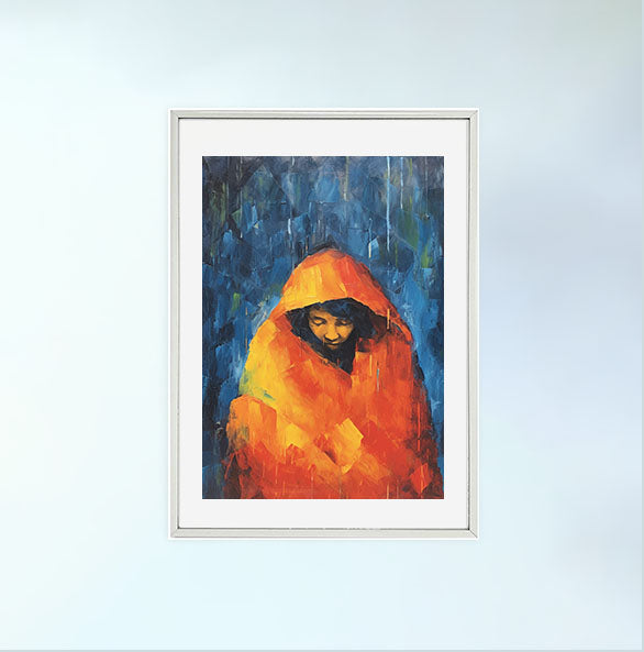 雨のアートポスター銀フレームあり