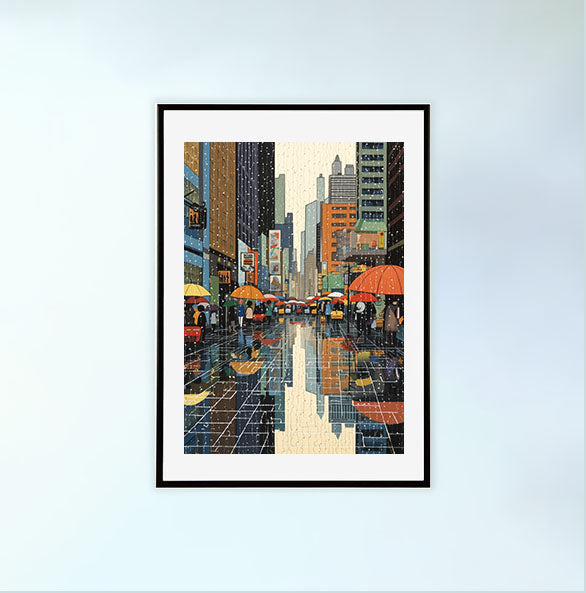 雨のアートポスター黒フレームあり