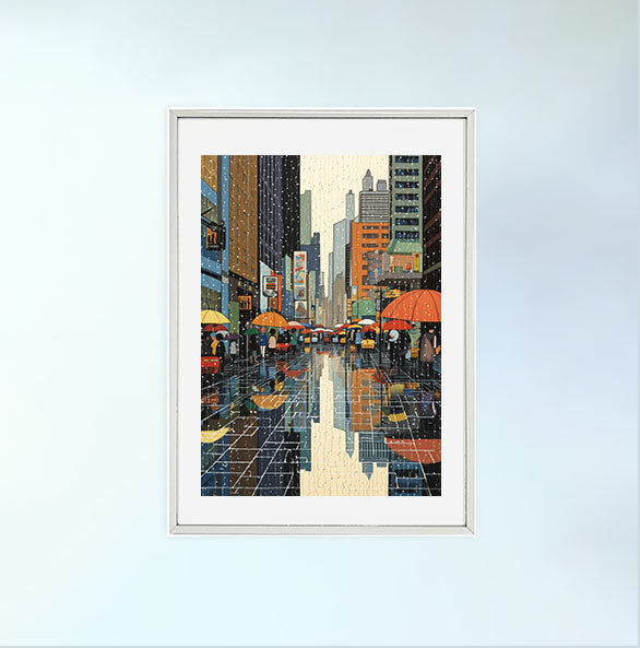 雨のアートポスター銀フレームあり