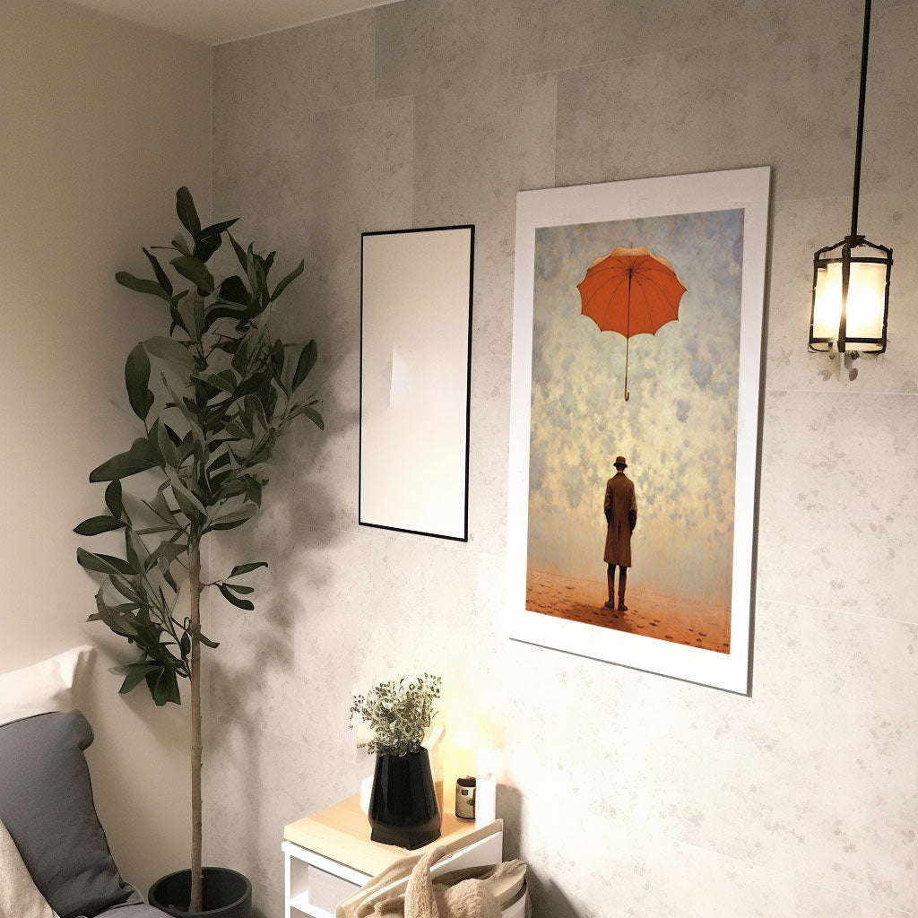 雨のアートポスター廊下配置イメージ