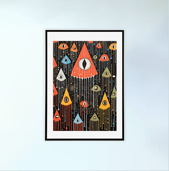 雨のアートポスター黒フレームあり