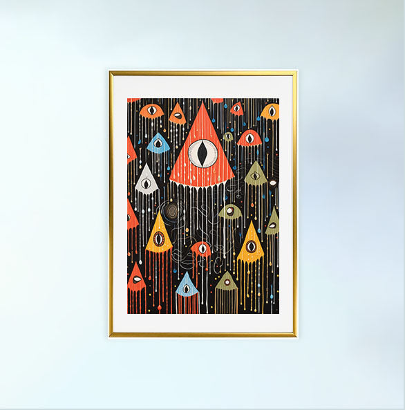 雨のアートポスター金フレームあり