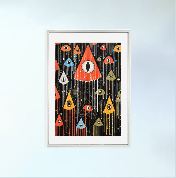 雨のアートポスター銀フレームあり