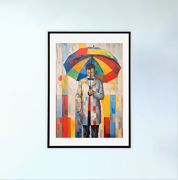 雨のアートポスター黒フレームあり