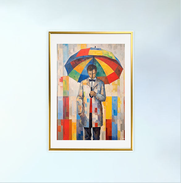 雨のアートポスター金フレームあり