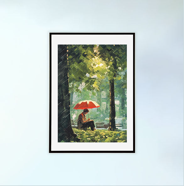 雨のアートポスター黒フレームあり