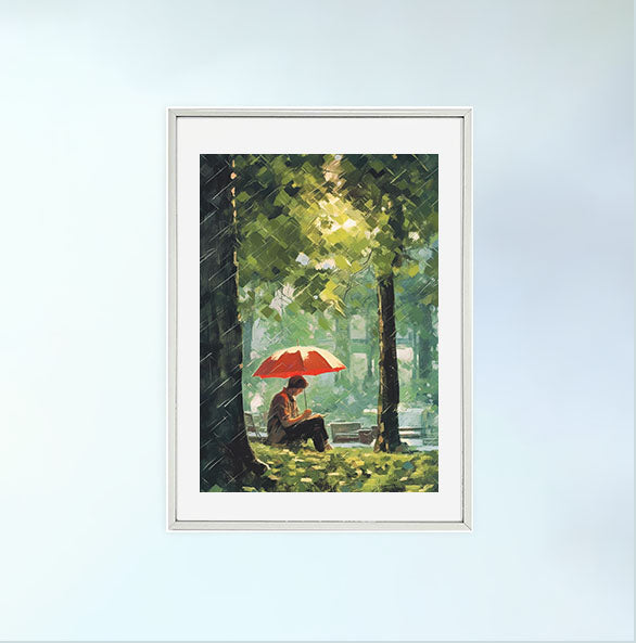 雨のアートポスター銀フレームあり