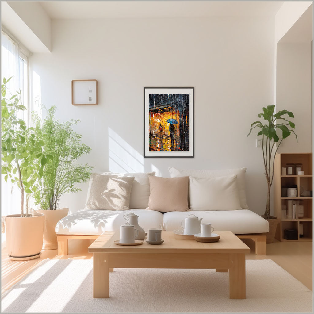 雨のアートポスターリビング配置イメージ