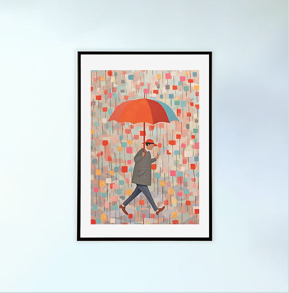 雨のアートポスター黒フレームあり