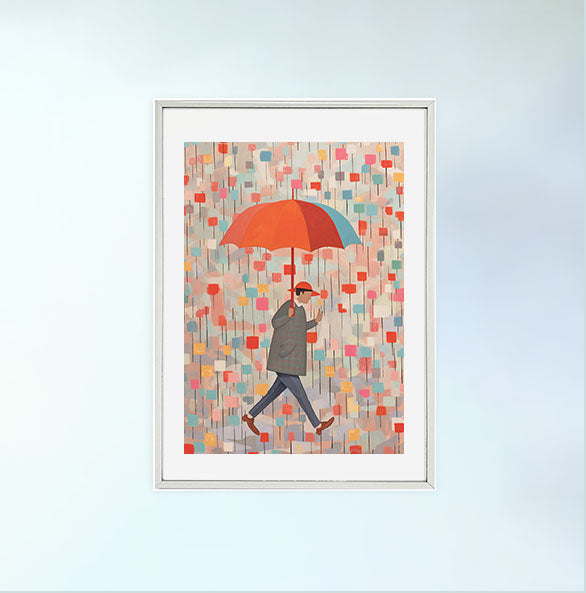 雨のアートポスター銀フレームあり